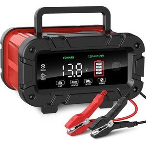 Battery Charger 0-10 Amp,Upgraded 12V/24V LiFePO4 Lead Acid Portable Car Battery